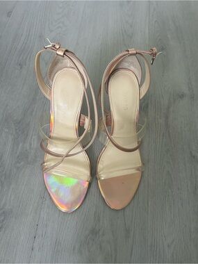 Guess Iridescent/Rose Gold Strappy High Heel Sandals
